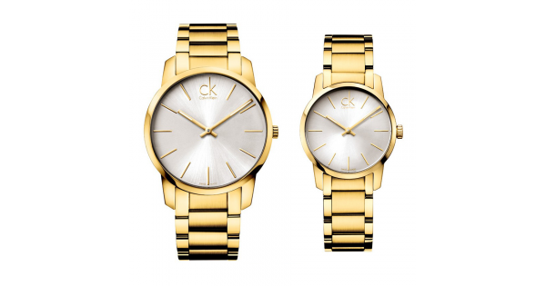 Calvin Klein City Silver Dial Gold Steel Strap Watch for Men - K2G21546