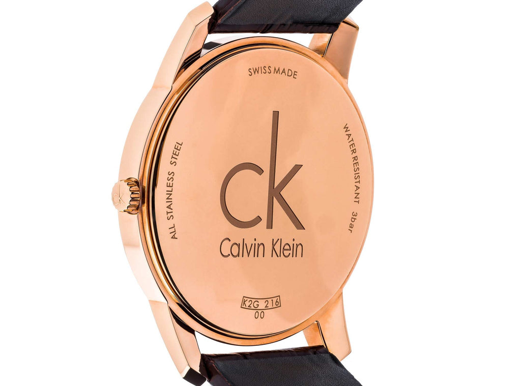 Calvin Klein City White Dial Brown Leather Strap Watch for Men - K2G21629