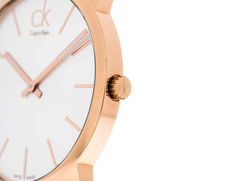 Calvin Klein City White Dial Brown Leather Strap Watch for Men - K2G21629