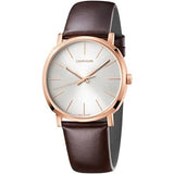 Calvin Klein City White Dial Brown Leather Strap Watch for Men - K2G21629