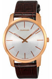 Calvin Klein City White Dial Brown Leather Strap Watch for Men - K2G21629