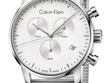 Calvin Klein City Chronograph White Dial Silver Mesh Bracelet Watch for Men - K2G27126