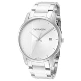 Calvin Klein City Chronograph Silver Dial Silver Steel Strap Watch for Men - K2G2G14X