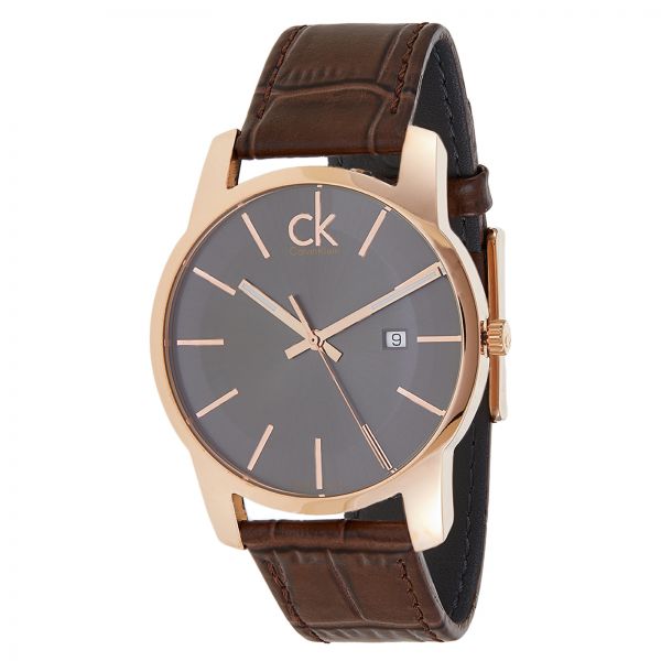 Calvin Klein City Chronograph Brown Dial Brown Leather Strap Watch for Men - K2G2G6G3