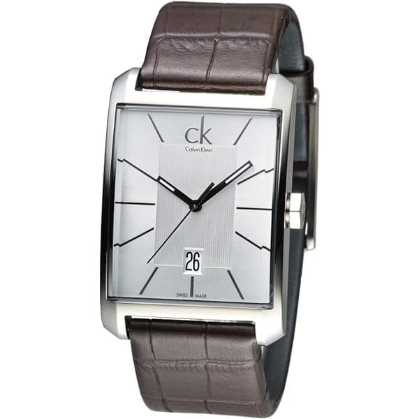 Calvin Klein Window Silver Dial Brown Leather Strap Watch for Women - K2M23126
