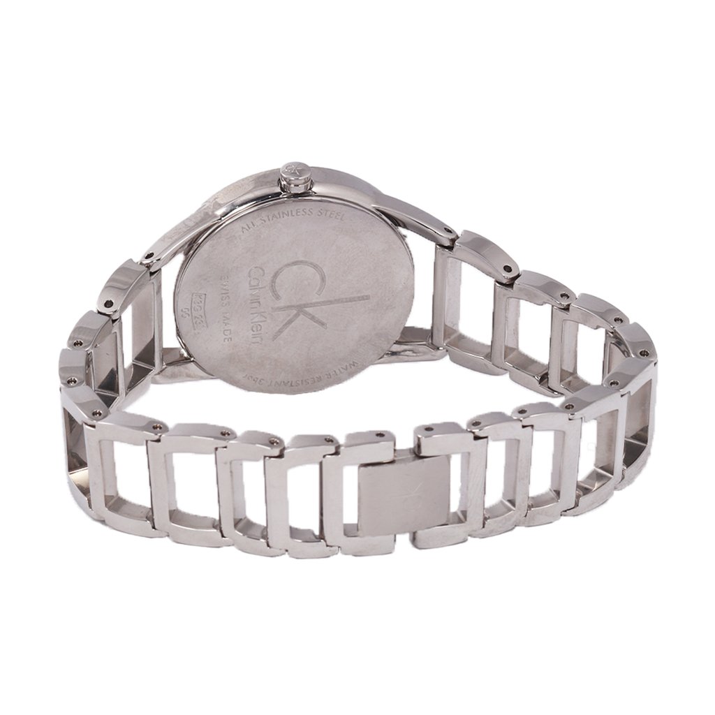 Calvin Klein Stately Pink Mother of Pearl Dial Silver Steel Strap Watch for Women - K3G2312E