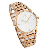 Calvin Klein Stately White Dial Gold Steel Strap Watch for Women - K3G2362W
