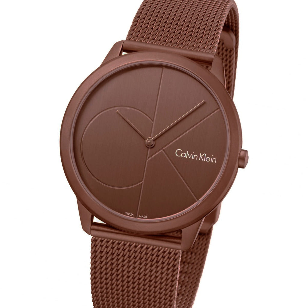 Calvin Klein Minimal Quartz Pink Gold Dial Pink Gold Mesh Bracelet Watch for Men - K3M11TFK