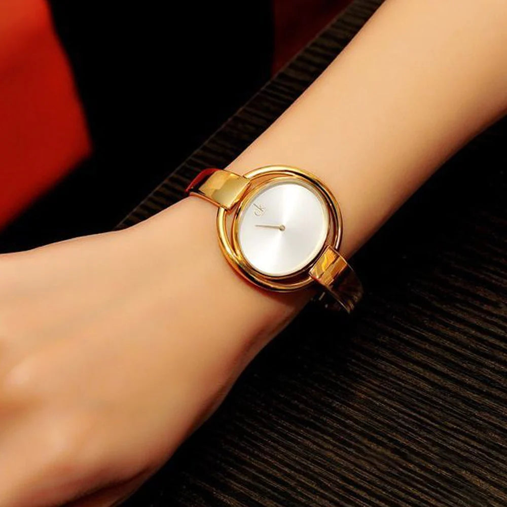 Calvin Klein Impetuous White Dial Gold Steel Strap Watch for Women - K4F2N516