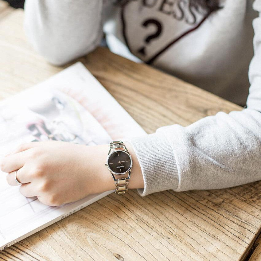 Calvin Klein Dainty Silver Dial Silver Steel Strap Watch for Women - K7L23146