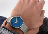 Calvin Klein High Noon Quartz Blue Dial Silver Mesh Bracelet Watch for Men - K8M2112N