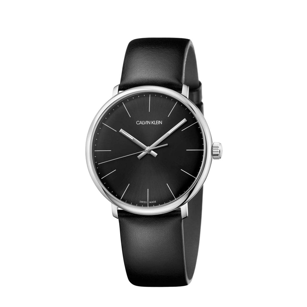 Calvin Klein High Noon Quartz Black Dial Black Leather Strap Watch for Men - K8M211C1