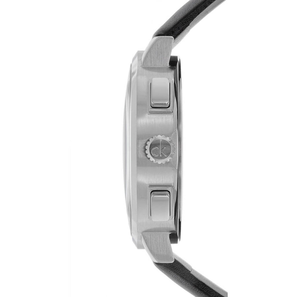 Calvin Klein Posh Black Dial Black Leather Strap Watch for Men - K8Q371C1