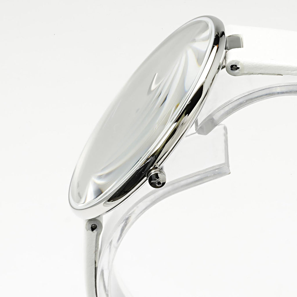 Calvin Klein Full Moon White Dial White Leather Strap Watch for Women - K8Y231L6