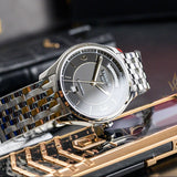 Tissot T Classic T One Automatic Grey Dial Silver Steel Strap Watch For Men - T038.430.11.067.00