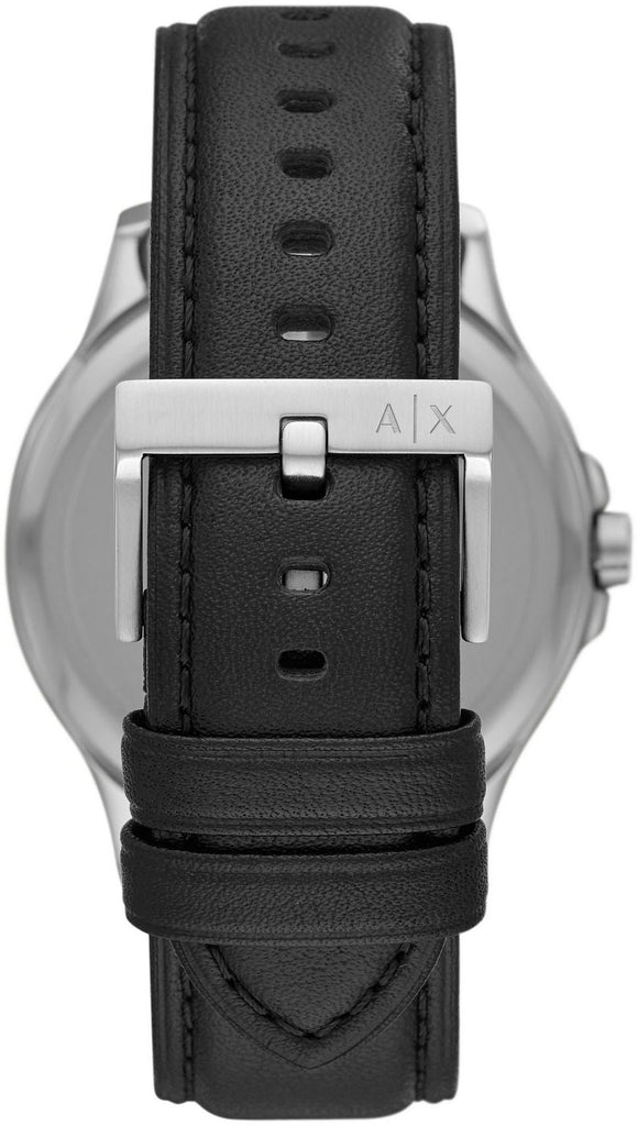 Armani Exchange Hampton Chronograph Black Dial Black Leather Strap Watch For Men - AX2101