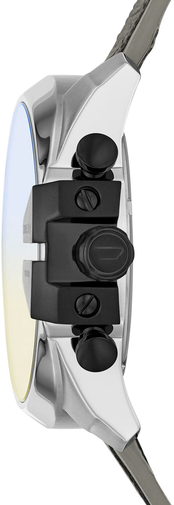 Diesel Mega Chief Chronograph Black Dial Grey Nylon Strap Watch For Men - DZ4523