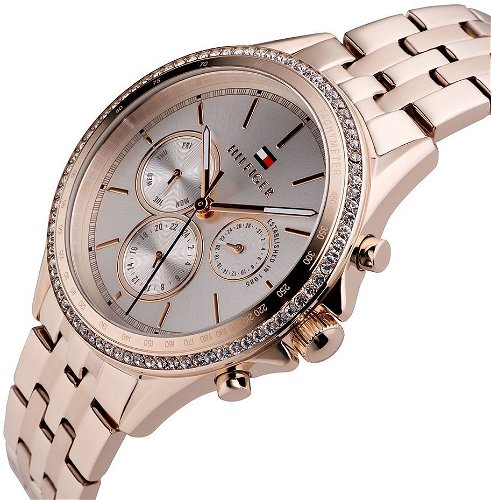 Tommy Hilfiger Ari Diamonds Silver Dial Rose Gold Steel Strap Watch for Women - 1781978