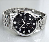 Hugo Boss Aeroliner Chronograph Black Dial Silver Steel Strap Watch For Men - 1512446
