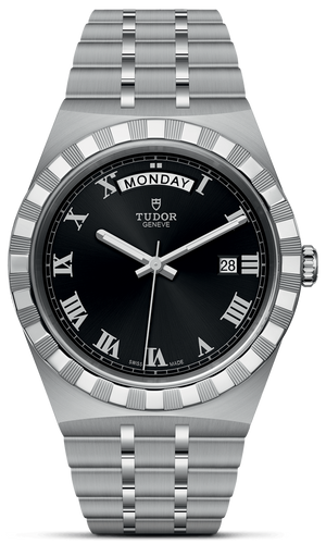 Tudor Royal Automatic Black Dial Silver Steel Strap Watch for Men - M28600-0003