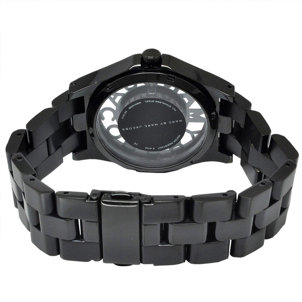 Marc Jacobs Henry Skeleton Black Dial Black Steel Strap Watch for Women - MBM3265