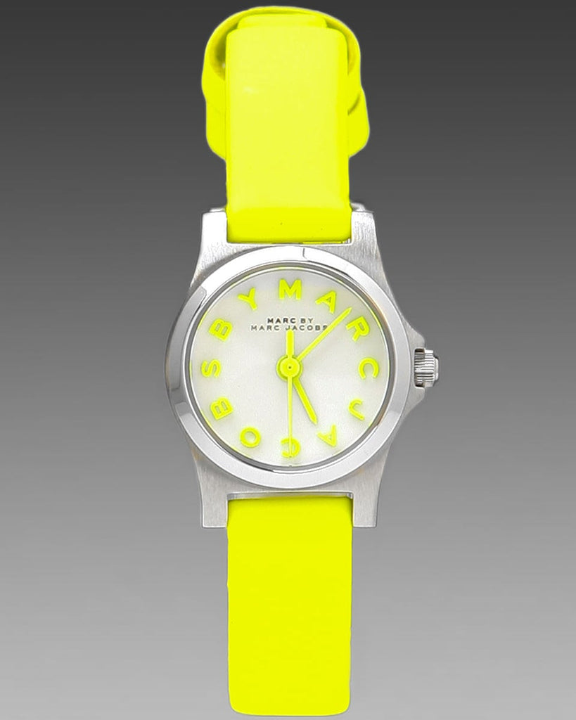 Marc Jacobs Henry White Dial Neon Yellow Rubber Strap Watch for Women - MBM1235