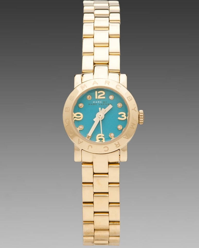 Marc Jacobs Amy Dinky Blue Dial Gold Steel Strap Watch for Women - MBM3229