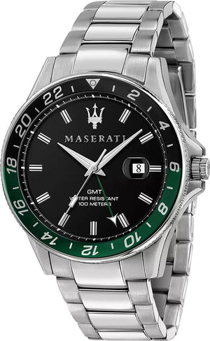 Maserati SFIDA Chronograph Black Dial Silver Steel Strap Watch For Men - R8853140005