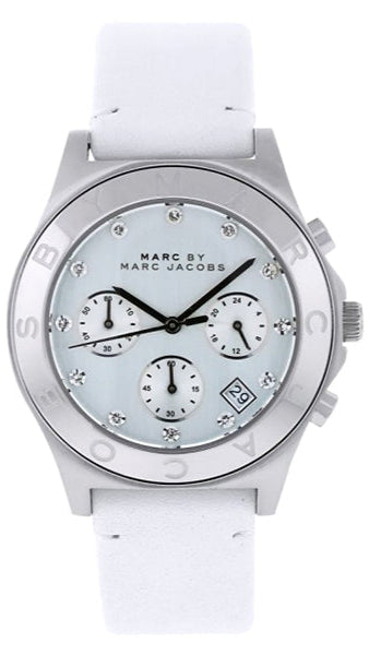 Marc Jacobs Blade White Dial White Leather Strap Watch for Women - MBM1187