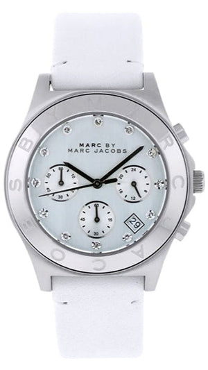 Marc Jacobs Blade White Dial White Leather Strap Watch for Women - MBM1187