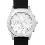 Marc Jacobs Blade Chronograph White Dial Black Leather Strap Watch for Women - MBM1189