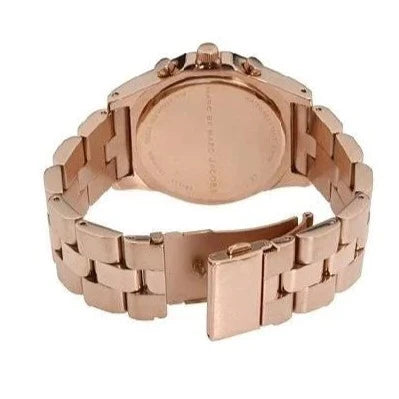 Marc Jacobs Blade Chronograph White Dial Rose Gold Steel Strap Watch for Women - MBM3082