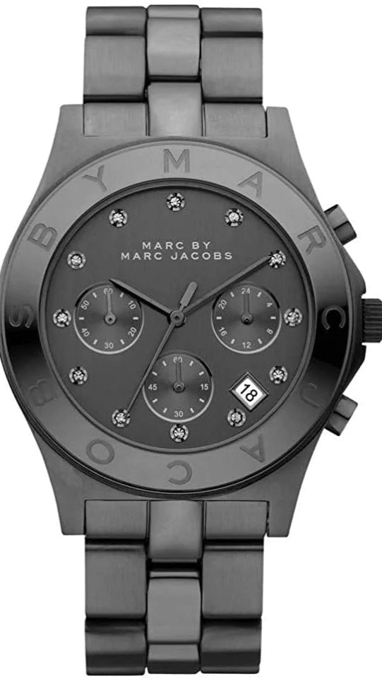 Marc Jacobs Blade Chronograph Black Dial Black Steel Strap Watch for Women - MBM3103
