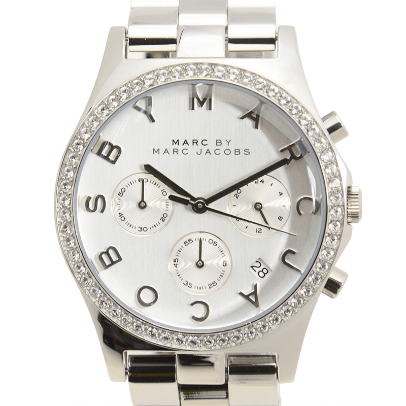 Marc Jacobs Henry Chronograph Silver Dial Silver Steel Strap Watch for Women - MBM3104