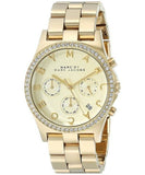 Marc Jacobs Henry Chronograph Gold Dial Gold Steel Strap Watch for Women - MBM3105
