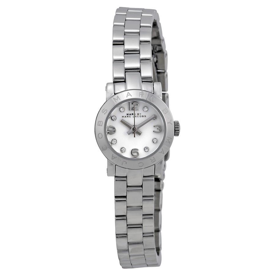 Marc Jacobs Amy Dinky White Dial Silver Steel Strap Watch for Women - MBM3225
