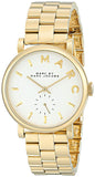 Marc Jacobs Baker White Dial Gold Steel Strap Watch for Women - MBM3243