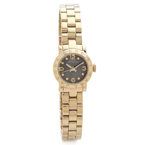 Marc Jacobs Amy Mother of Pearl Black Dial Gold Steel Strap Watch for Women - MBM3275