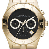 Marc Jacobs Blade Chronograph Black Dial Gold Steel Strap Watch for Women - MBM3309