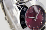 Marc Jacobs Amy Red Dial Silver Steel Strap Watch for Women - MBM3333