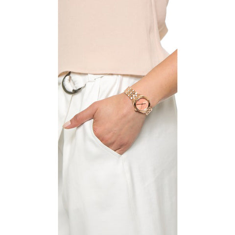 Marc Jacobs Peeker Pink Dial Rose Gold Stainless Steel Strap Watch for Women - MBM3377