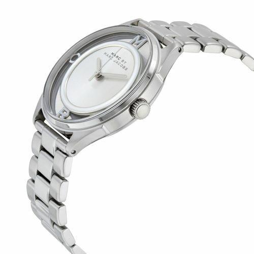 Marc Jacobs Tether Transparent Silver Dial Silver Steel Strap Watch for Women - MBM3412