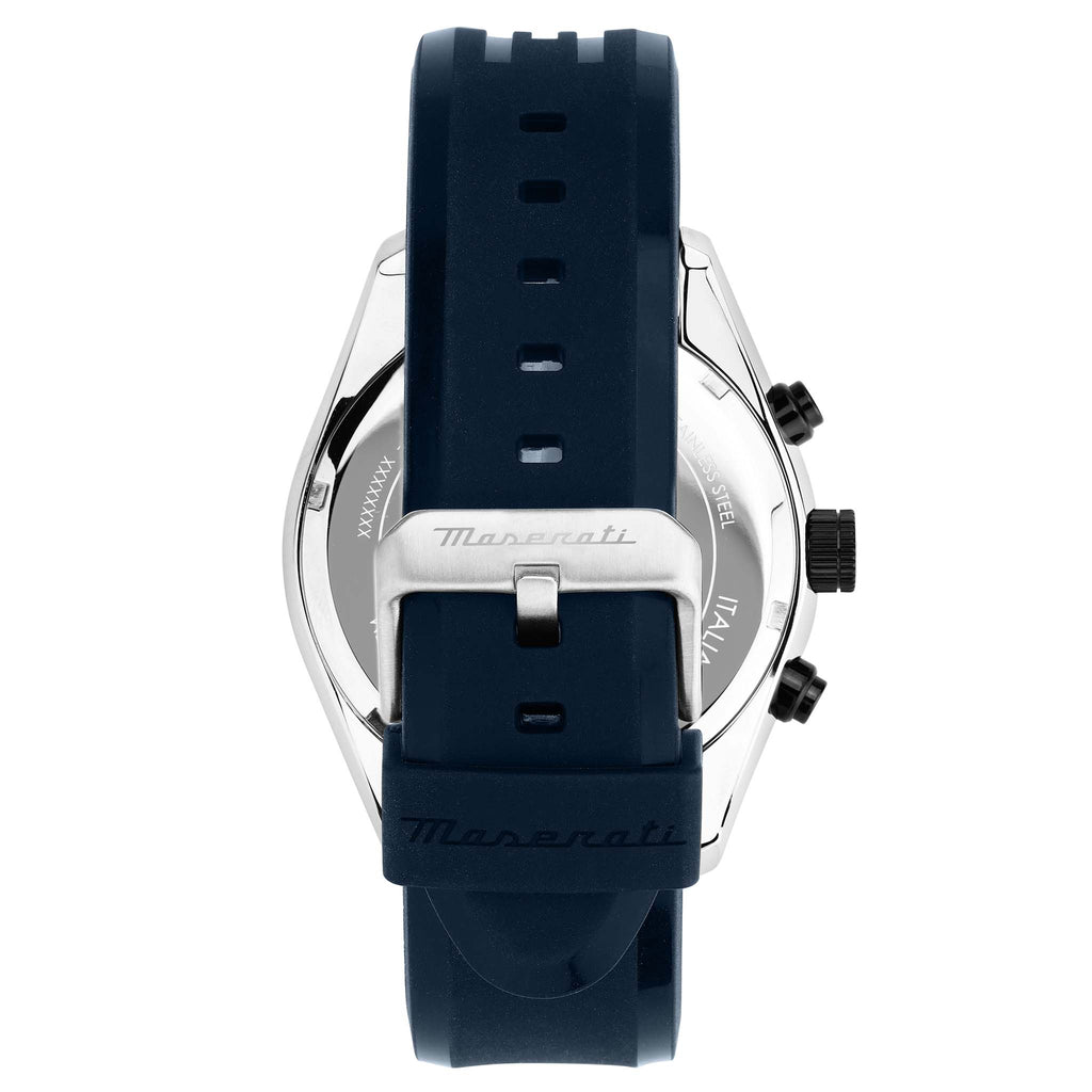 Maserati Traguardo Chronograph Blue Dial Black Silicone Strap Watch For Men - R8871612046
