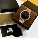 Michael Kors Darci Black Dial Rose Gold Steel Strap Watch for Women - MK3402