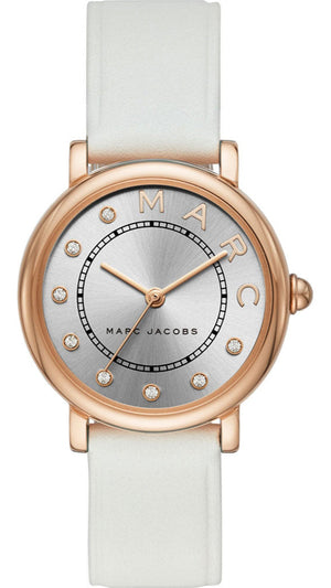 Marc Jacobs Roxy Silver Dial White Leather Strap Watch for Women - MJ1634