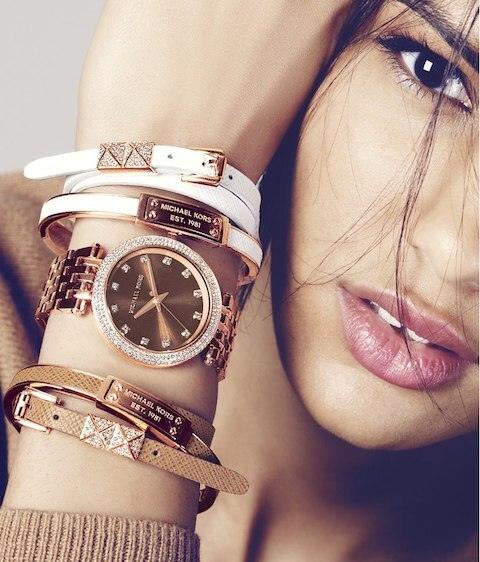 Michael Kors Darci Brown Dial Rose Gold Stainless Steel Strap Watch for Women - MK3217