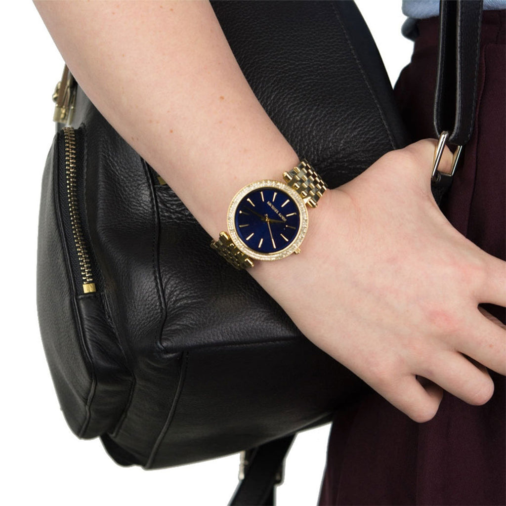 Michael Kors Darci Blue Dial Gold Steel Strap Watch for Women - MK3406