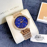 Michael Kors Darci Blue Dial Rose Gold Steel Strap Watch for Women - MK3728