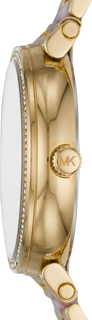 Michael Kors Sofie Crystals Mother of Pearl Pink Dial Two Tone Steel Strap Watch For Women - MK4344
