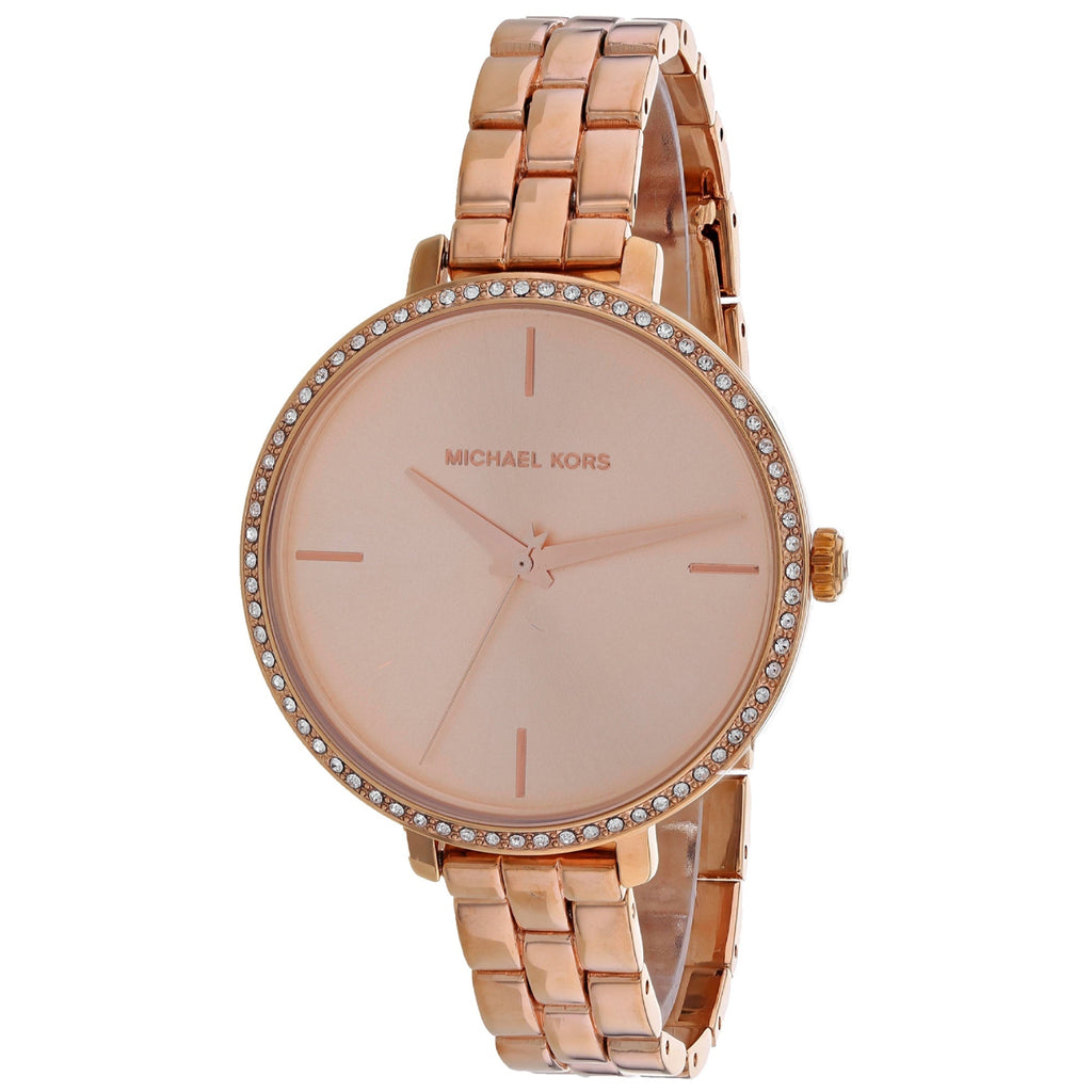 Michael Kors Charley Three-Hand Analog Rose Gold Dial Rose Gold Steel Strap Watch for Women - MK4400
